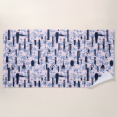 Schönheits-Sorgfalt-blaues Rosen-Muster Strandtuch (Vorderseite)