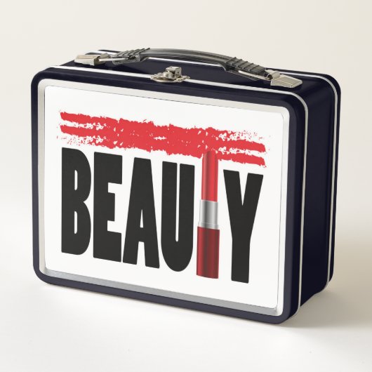 Schönheits-Typografie-Lippenstift Metall Brotdose (Vorderseite)