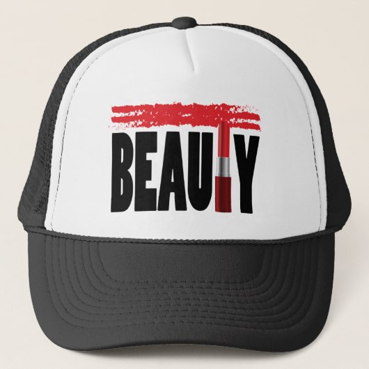 Schönheits-Typografie-Lippenstift Truckerkappe (Vorderseite)