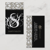 Schönheits-Visitenkarte-Retro Damast-Beige Visitenkarte (Vorne/Hinten)