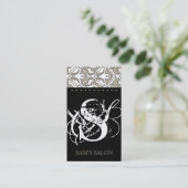 Schönheits-Visitenkarte-Retro Damast-Beige Visitenkarte (Stehend Vorderseite)