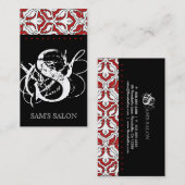 Schönheits-Visitenkarte-Retro Damast-Rot Visitenkarte (Vorne/Hinten)