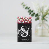 Schönheits-Visitenkarte-Retro Damast-Rot Visitenkarte (Stehend Vorderseite)