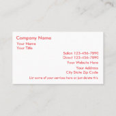 Schönheits-Visitenkarten Visitenkarte (Rückseite)