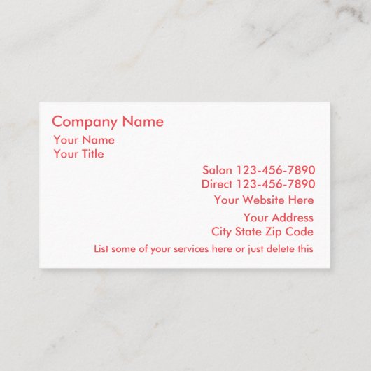 Schönheits-Visitenkarten Visitenkarte (Rückseite)