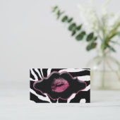 Schönheits-Visitenkartentierzebra-Rosa-Lippen Visitenkarte (Stehend Vorderseite)