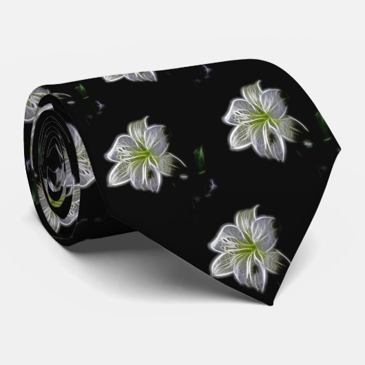 Schönheits-weißes Blumen-Muster Krawatte (Gerollt)