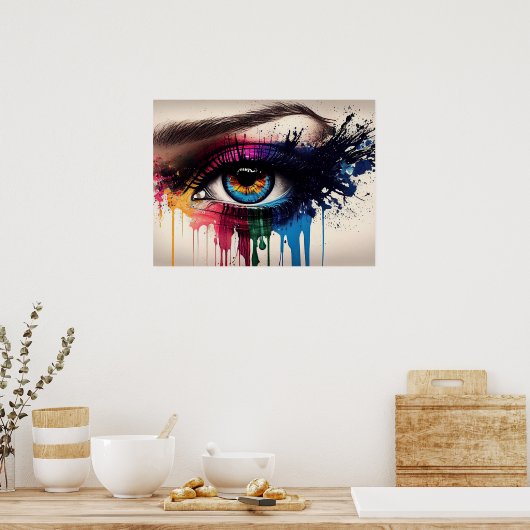 Schönheitsauge gemalt poster (Küche)