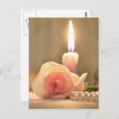 Schönheitsbehandlung Rosa und Kerze Postkarte (Vorne/Hinten)