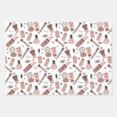 Schönheitsdoodles niedliches rosa Make-up + Kosmet Geschenkpapier Set (Vorderseite 3)