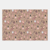 Schönheitsdoodles niedliches rosa Make-up + Kosmet Geschenkpapier Set (Vorderseite 2)