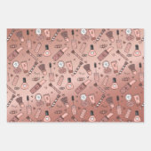 Schönheitsdoodles niedliches rosa Make-up + Kosmet Geschenkpapier Set (Vorderseite)