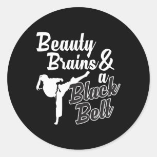 Schönheitsgedanken und ein Black Belt Karate Marti Runder Aufkleber
