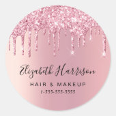 Schönheitsgeschäft Rosa Glitter Runder Aufkleber (Vorderseite)