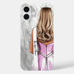 Schönheitskönigin-Handyhülle Silber Glam Pageant Q iPhone 16 Plus Hülle