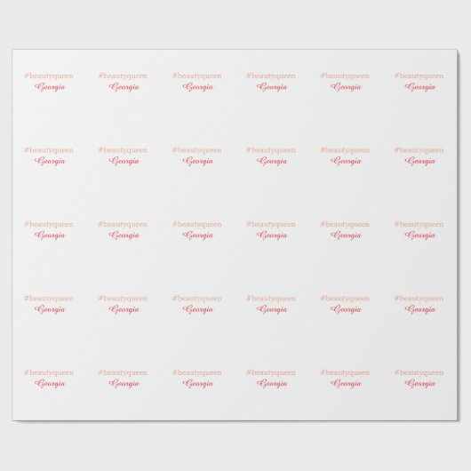 Schönheitsköniginhashtag hellrot Name Mädchen Boss Geschenkpapier (Flach)