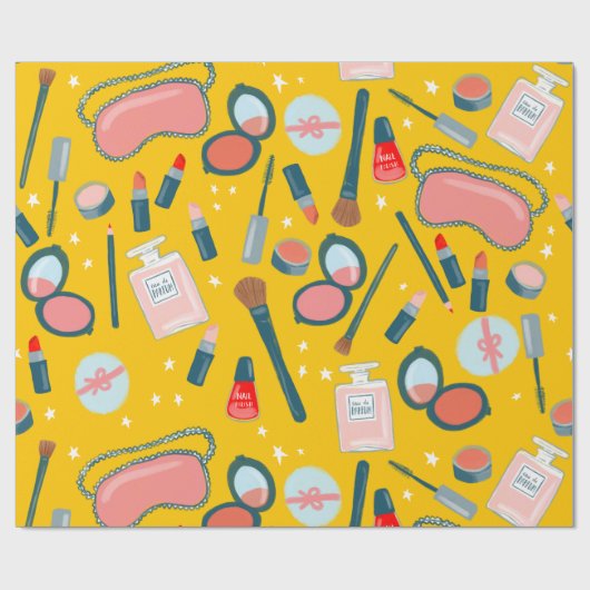 Schönheitskosmetik Muster Gold Geschenkverpackung Geschenkpapier (Flach)