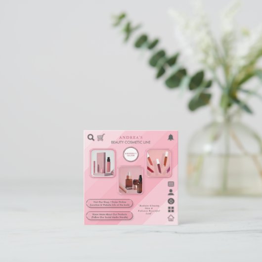 Schönheitskosmetische Hautpflege Fotos QR-Code hin Quadratische Visitenkarte (Stehend Vorderseite)