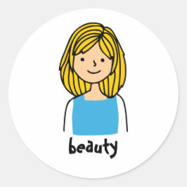 Schönheitsmädchen-Aufkleber und Etiketten Runder Aufkleber