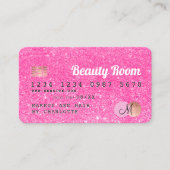 Schönheitsmonogramm der Kreditkarte Neonrosa Glitz Visitenkarte (Vorderseite)
