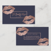 SchönheitsraumtypographielippenImitat-Rosengold Visitenkarte (Vorne/Hinten)