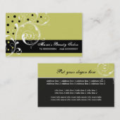 Schönheitssalon Blumenblättrig schwarz, olivgrün Visitenkarte (Vorne/Hinten)
