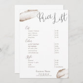 Schönheitssalon Gold Blush Pink Preisliste Einladung (Vorne/Hinten)
