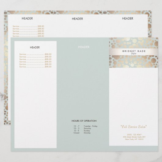 Schönheitssalon Gold Light Blue Circle Broschüre (Vorne/Hinten)