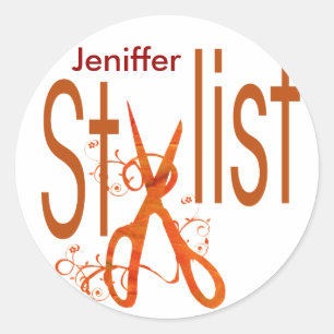 Schönheitssalon Haare Stylistische Schere n Blüten Runder Aufkleber