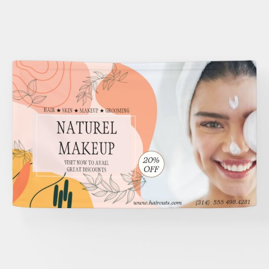 Schönheitssalon Haarschnitt elegante Make-up Künst Banner (Horizontal)