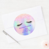 Schönheitssalon Lashes holografisch rosa Glitzer Runder Aufkleber (Umschlag)