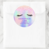 Schönheitssalon Lashes holografisch rosa Glitzer Runder Aufkleber (Tasche)