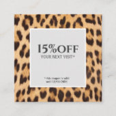 Schönheitssalon Leopard Printcoupon Quadratische Visitenkarte (Vorderseite)