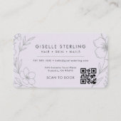 Schönheitssalon Lila QR-Code Professional Visitenkarte (Rückseite)