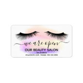 Schönheitssalon lila, rosa weiße Leinen Adressaufkleber (Vorne)