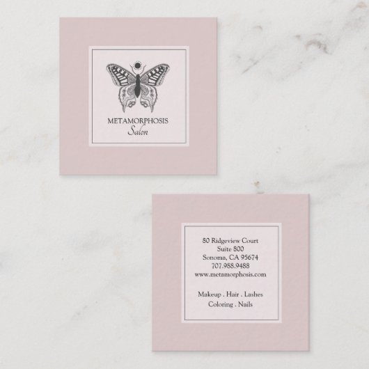 Schönheitssalon Makeup Hair Pink Blush Quadratische Visitenkarte (Vorne/Hinten)