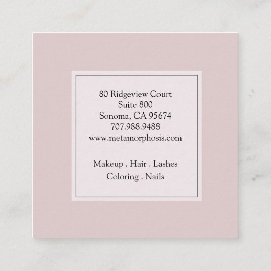 Schönheitssalon Makeup Hair Pink Blush Quadratische Visitenkarte (Rückseite)