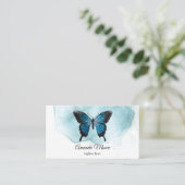 Schönheitssalon mit Blauer Schmetterling Visitenkarte (Stehend Vorderseite)