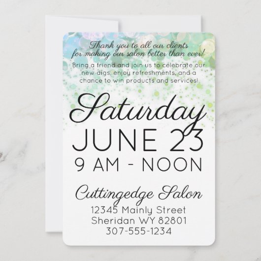 Schönheitssalon mit glattem Haar Einladung (Rückseite)