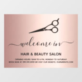 Schönheitssalon mit offener Rose Gold Fensteraufkleber (Blatt)