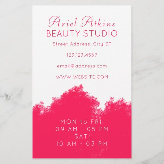 Schönheitssalon mit rosa Splash Flyer (Hinten)