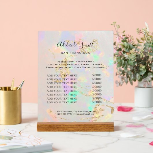 Schönheitssalon mit weißem Opal Acrylschild (Hochzeit)