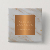 Schönheitssalon Mitarbeiter Kupfer metallischer gr Button (Vorderseite)