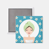 Schönheitssalon oder Wellness-Center Frau verpackt Magnet (Vorderseite/Rückseite)