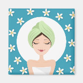 Schönheitssalon oder Wellness-Center Frau verpackt Magnet (Vorne)