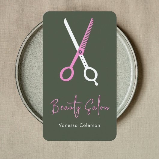 Schönheitssalon Pink Forest Green Business Card Visitenkarte