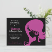 Schönheitssalon (Plum) Einladung (Stehend Vorderseite)