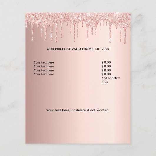 Schönheitssalon Rose Gold Glitzer Makeup QR-Code Flyer (Hinten)