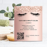 Schönheitssalon Rose Gold Glitzer Makeup QR-Code Flyer<br><div class="desc">Eine Rose goldener Farbverlauf mit Glitzern aus Glitzer und Augenwimpern. Auf der Vorderseite: Der Text: Preisliste. Personalisieren Sie Ihren Namen und Ihre Adresse und fügen Sie diese hinzu. Erstellen Sie Ihren eigenen QR-Code,  indem Sie Ihre URL zu Ihrer Website oder zu Ihrem Social-Media-Konto hinzufügen. Zurück: Ihr Text,  Preise.</div>