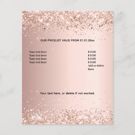Schönheitssalon Rose Gold Glitzer Makeup QR-Code Flyer (Hinten)
